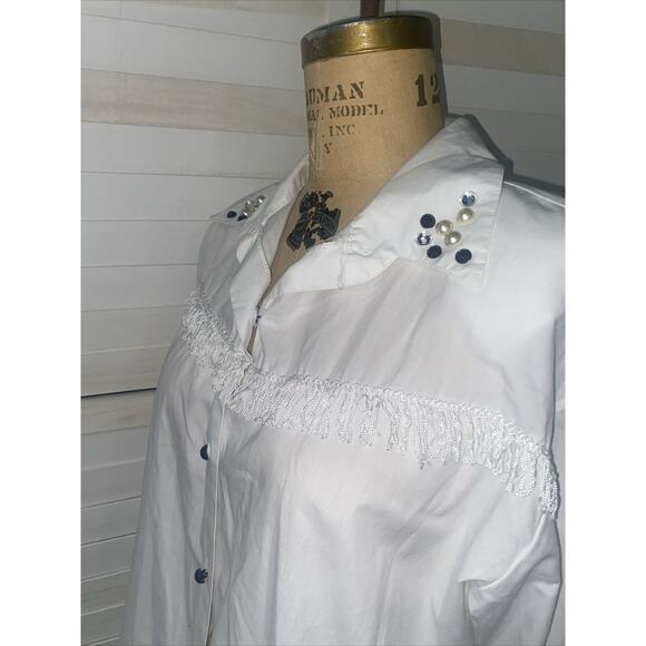 VTG 80s Jeans Wear Western Rodeo Button Up Shirt Top Women’s Cowgirl USA Large - Picture 7 of 8